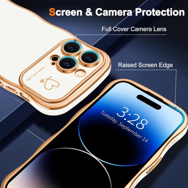 Electroplated Love Heart Wave Case for iPhone 14 Pro Max 6.7″