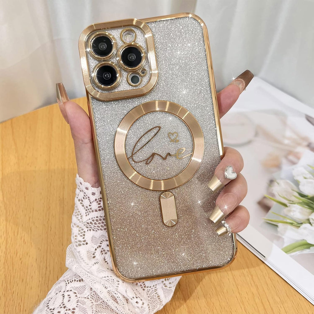 Magnetic Bling Love Heart Case for iPhone 12 Pro Max 6.7″