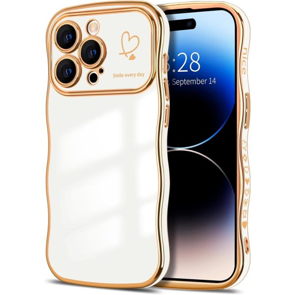 Electroplated Love Heart Wave Case for iPhone 14 Pro Max 6.7″
